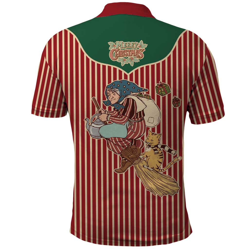 Western Yoke Polo Shirt Befana Merry Christmas Retro Style - Wonder Print Shop