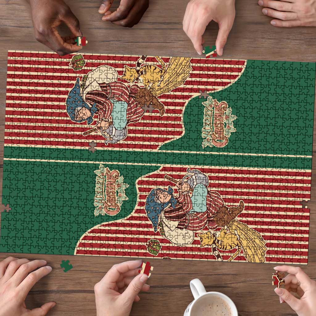 Western Yoke Puzzle Befana Merry Christmas Retro Style - Wonder Print Shop