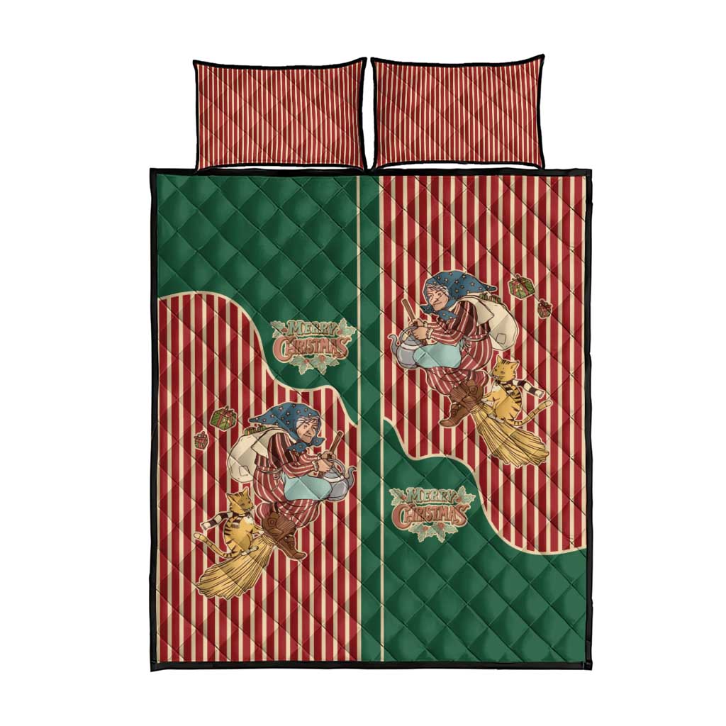 Western Yoke Quilt Bed Set Befana Merry Christmas Retro Style - Wonder Print Shop