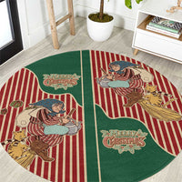 Western Yoke Round Carpet Befana Merry Christmas Retro Style - Wonder Print Shop