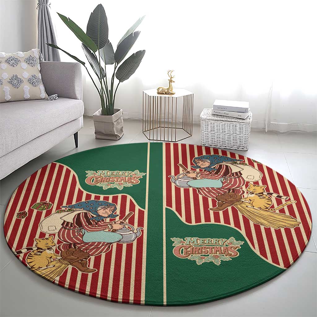 Western Yoke Round Carpet Befana Merry Christmas Retro Style - Wonder Print Shop