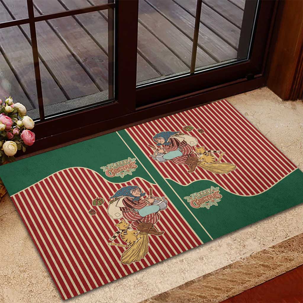 Western Yoke Rubber Doormat Befana Merry Christmas Retro Style - Wonder Print Shop