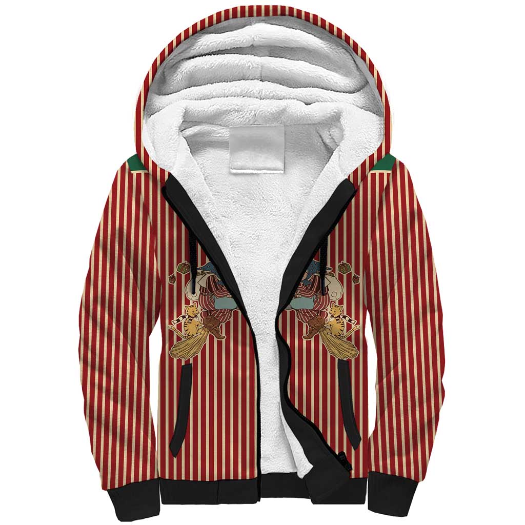 Western Yoke Sherpa Hoodie Befana Merry Christmas Retro Style - Wonder Print Shop