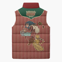 Western Yoke Sleeveless Puffer Jacket Befana Merry Christmas Retro Style - Wonder Print Shop