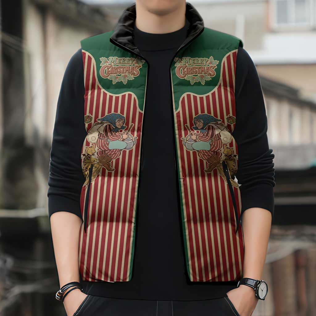 Western Yoke Sleeveless Puffer Jacket Befana Merry Christmas Retro Style - Wonder Print Shop