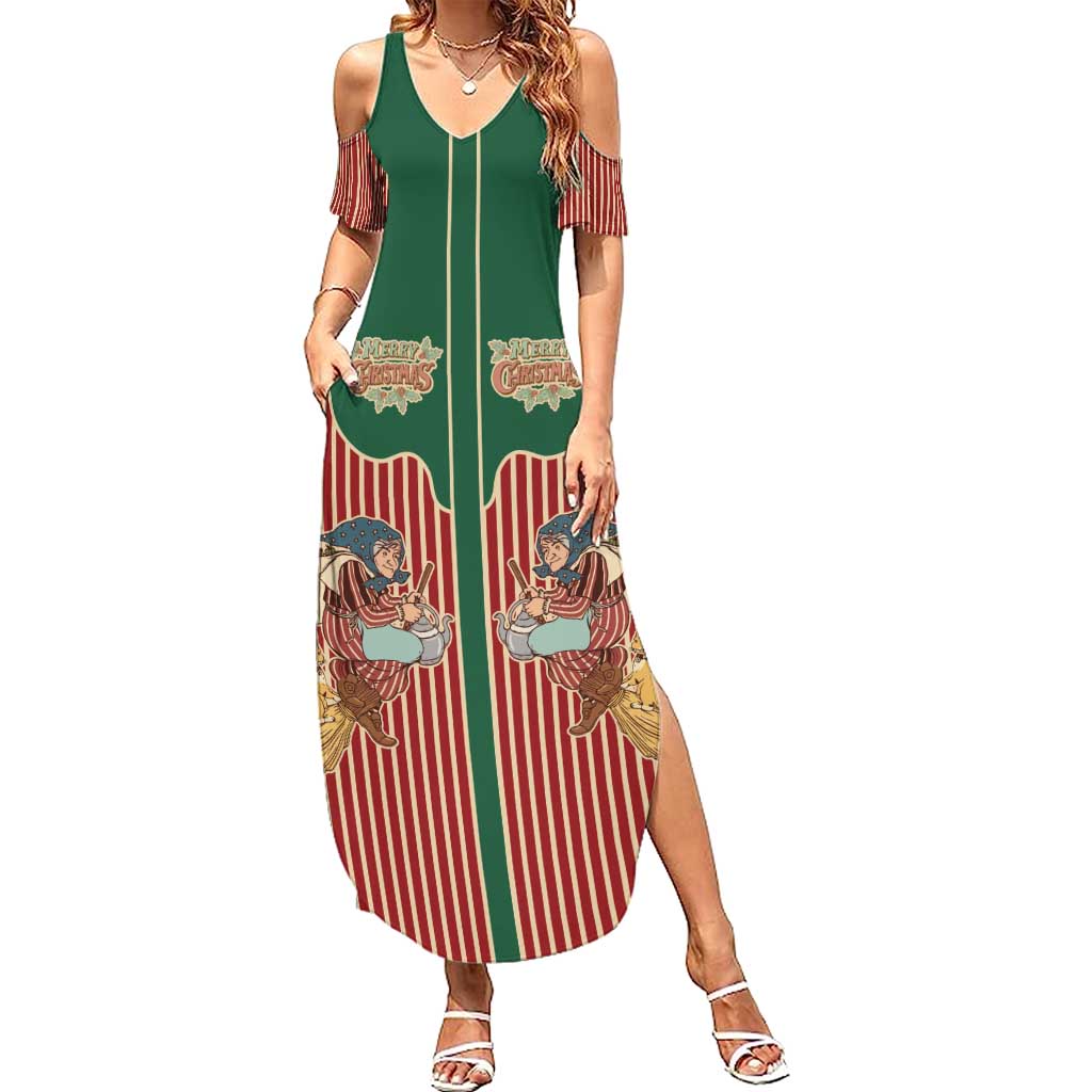 Western Yoke Summer Maxi Dress Befana Merry Christmas Retro Style - Wonder Print Shop