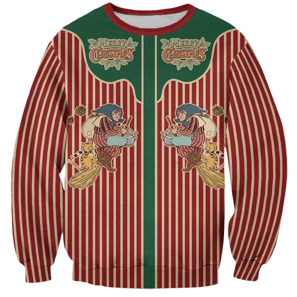 Western Yoke Sweatshirt Befana Merry Christmas Retro Style - Wonder Print Shop