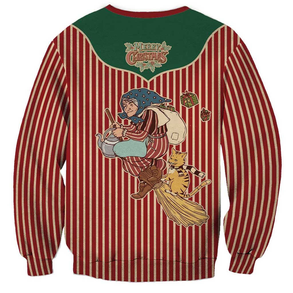 Western Yoke Sweatshirt Befana Merry Christmas Retro Style - Wonder Print Shop
