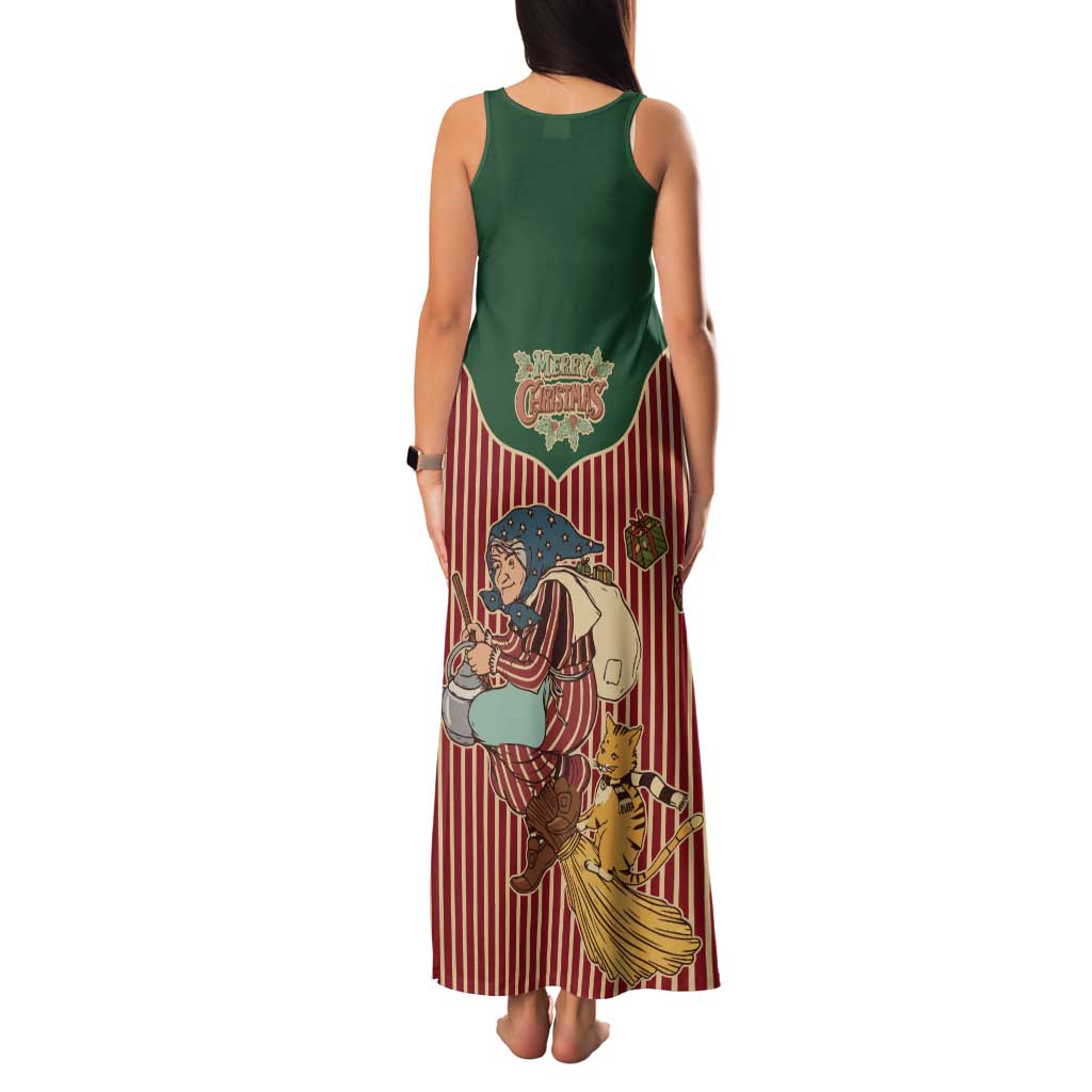 Western Yoke Tank Maxi Dress Befana Merry Christmas Retro Style - Wonder Print Shop