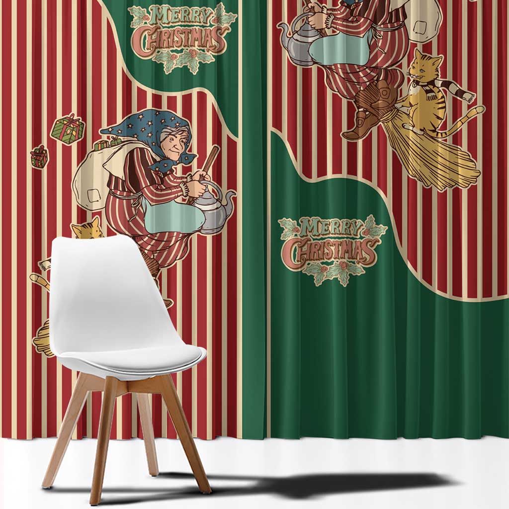 Western Yoke Window Curtain Befana Merry Christmas Retro Style - Wonder Print Shop