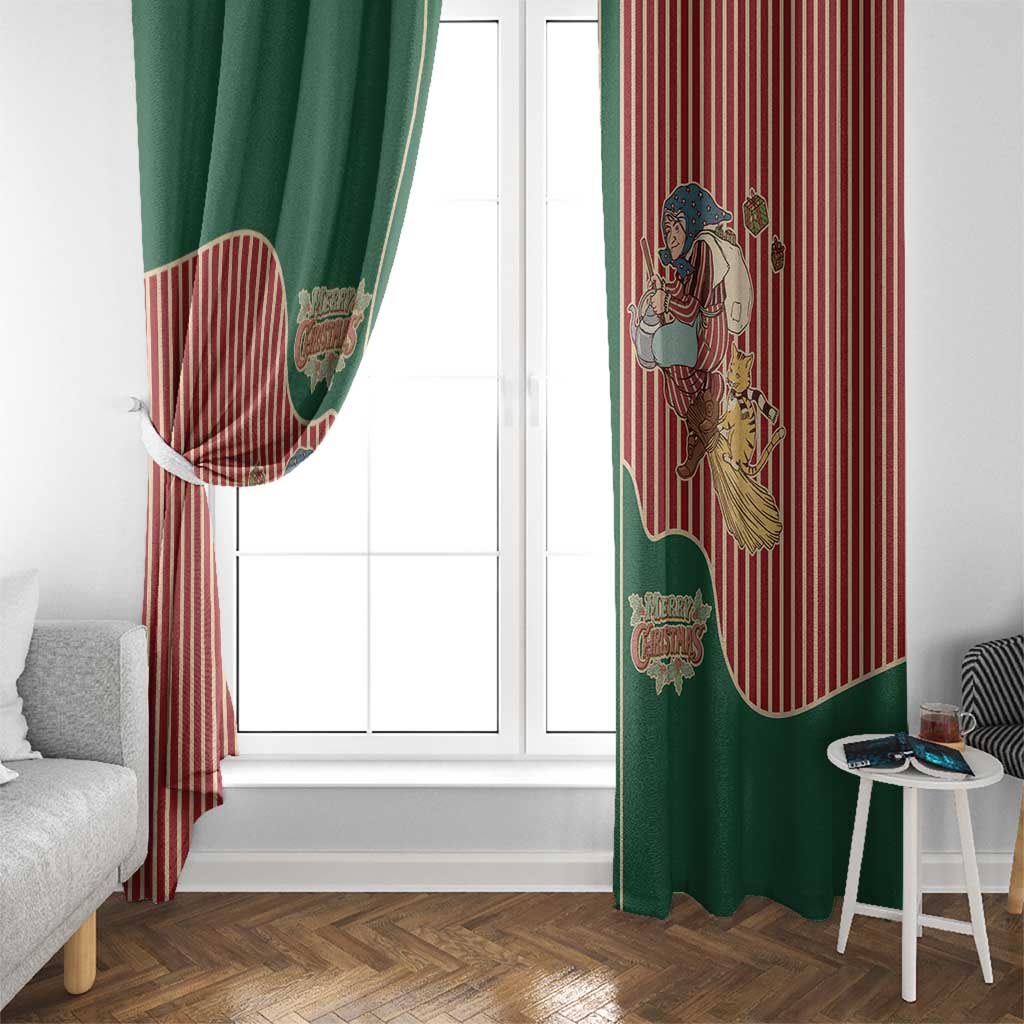 Western Yoke Window Curtain Befana Merry Christmas Retro Style - Wonder Print Shop