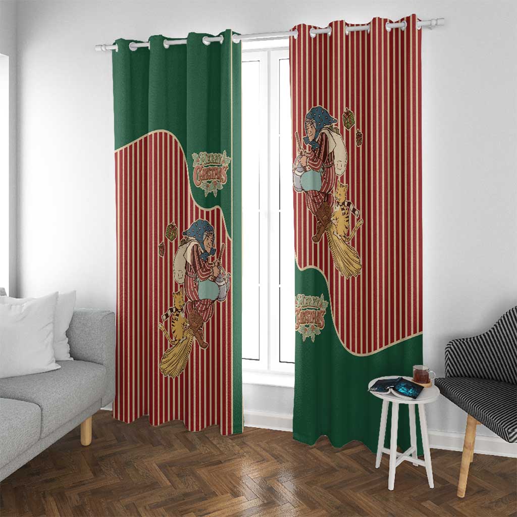 Western Yoke Window Curtain Befana Merry Christmas Retro Style - Wonder Print Shop