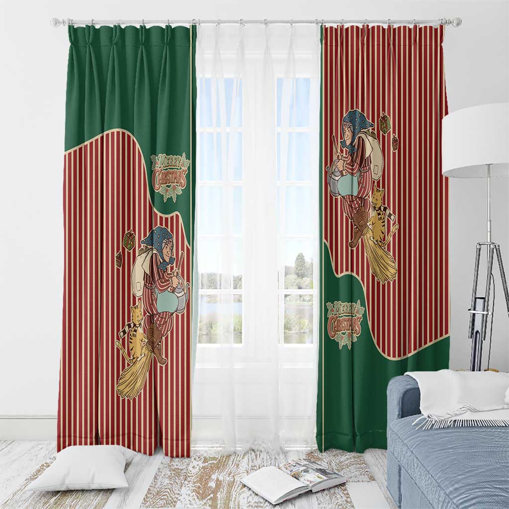 Western Yoke Window Curtain Befana Merry Christmas Retro Style - Wonder Print Shop