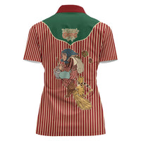 Western Yoke Women Polo Shirt Befana Merry Christmas Retro Style - Wonder Print Shop