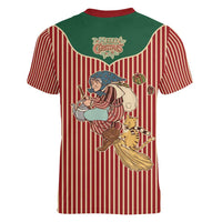 Western Yoke Women V-Neck T-Shirt Befana Merry Christmas Retro Style - Wonder Print Shop