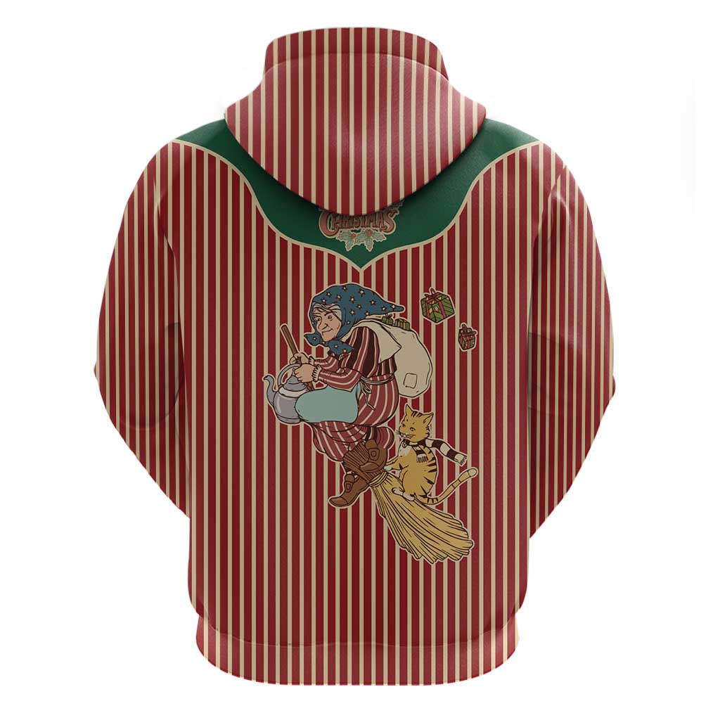Western Yoke Zip Hoodie Befana Merry Christmas Retro Style - Wonder Print Shop