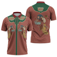 Western Yoke Zipper Polo Shirt Befana Merry Christmas Retro Style - Wonder Print Shop