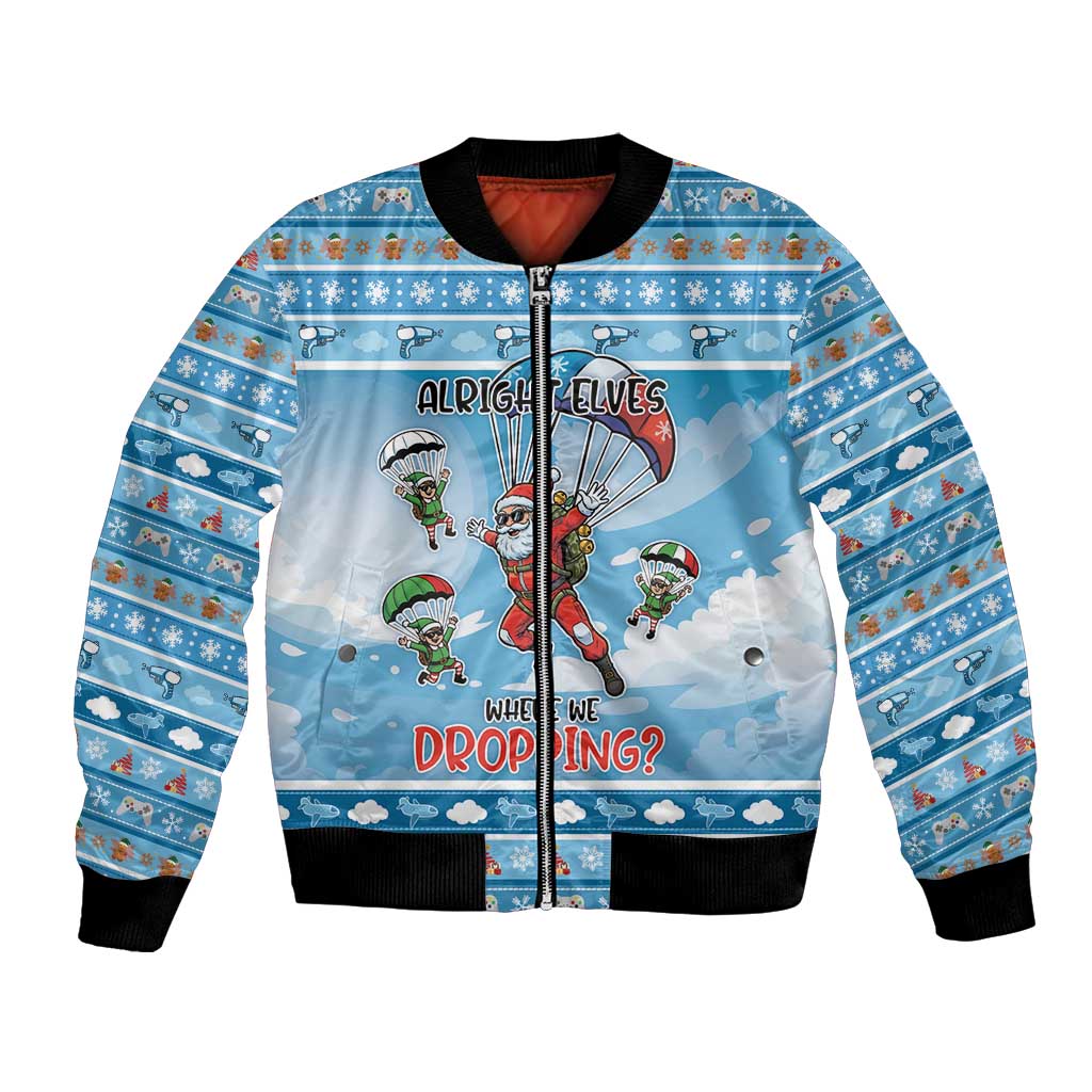 Gamer Christmas Bomber Jacket Alright Elves Where We Dropping - Wonder Print Shop
