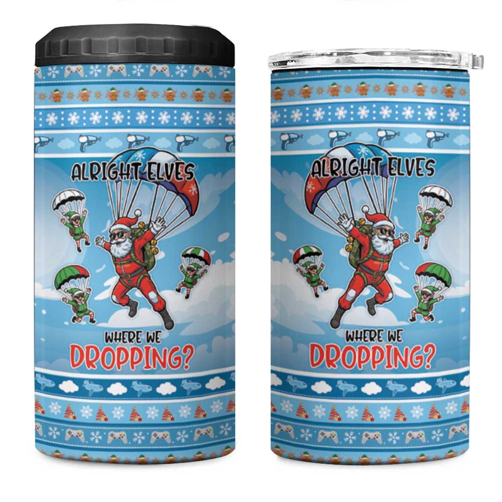 Gamer Christmas 4 in 1 Can Cooler Tumbler Alright Elves Where We Dropping - Wonder Print Shop