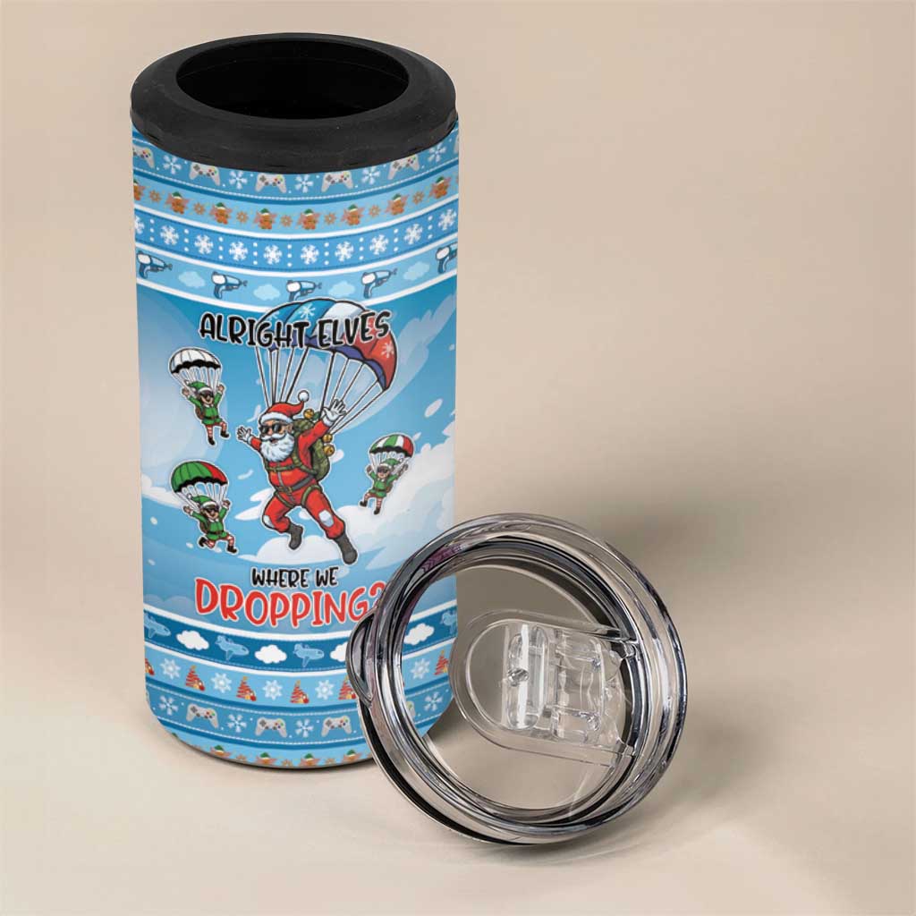 Gamer Christmas 4 in 1 Can Cooler Tumbler Alright Elves Where We Dropping - Wonder Print Shop