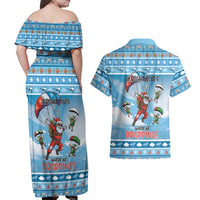 Gamer Christmas Couples Matching Off Shoulder Maxi Dress and Hawaiian Shirt Alright Elves Where We Dropping - Wonder Print Shop