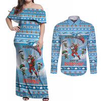 Gamer Christmas Couples Matching Off Shoulder Maxi Dress and Long Sleeve Button Shirt Alright Elves Where We Dropping - Wonder Print Shop