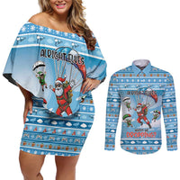 Gamer Christmas Couples Matching Off Shoulder Short Dress and Long Sleeve Button Shirt Alright Elves Where We Dropping - Wonder Print Shop