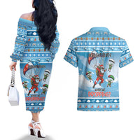 Gamer Christmas Couples Matching Off The Shoulder Long Sleeve Dress and Hawaiian Shirt Alright Elves Where We Dropping - Wonder Print Shop