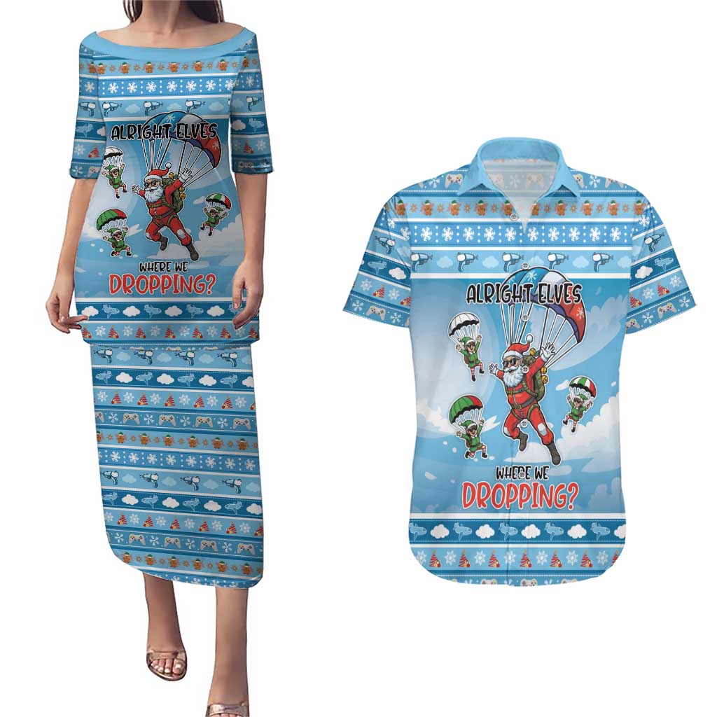 Gamer Christmas Couples Matching Puletasi and Hawaiian Shirt Alright Elves Where We Dropping - Wonder Print Shop