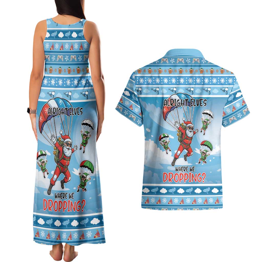 Gamer Christmas Couples Matching Tank Maxi Dress and Hawaiian Shirt Alright Elves Where We Dropping - Wonder Print Shop