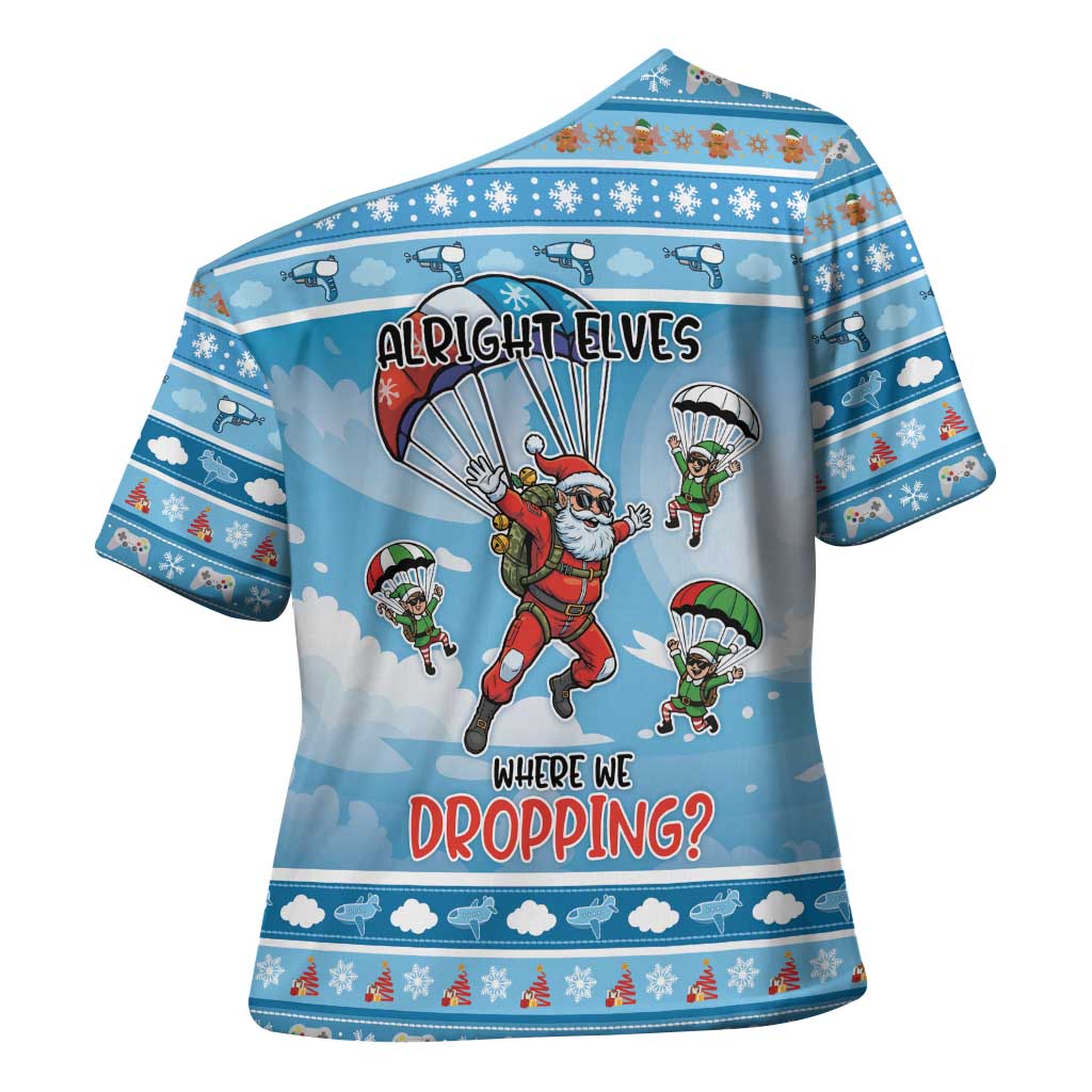 Gamer Christmas Cross Shoulder Shirt Alright Elves Where We Dropping - Wonder Print Shop