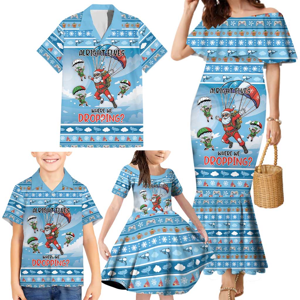 Gamer Christmas Family Matching Mermaid Dress and Hawaiian Shirt Alright Elves Where We Dropping - Wonder Print Shop