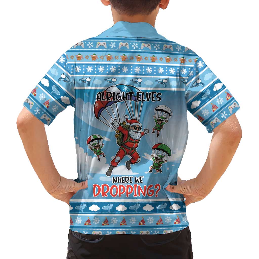 Gamer Christmas Family Matching Off The Shoulder Long Sleeve Dress and Hawaiian Shirt Alright Elves Where We Dropping - Wonder Print Shop