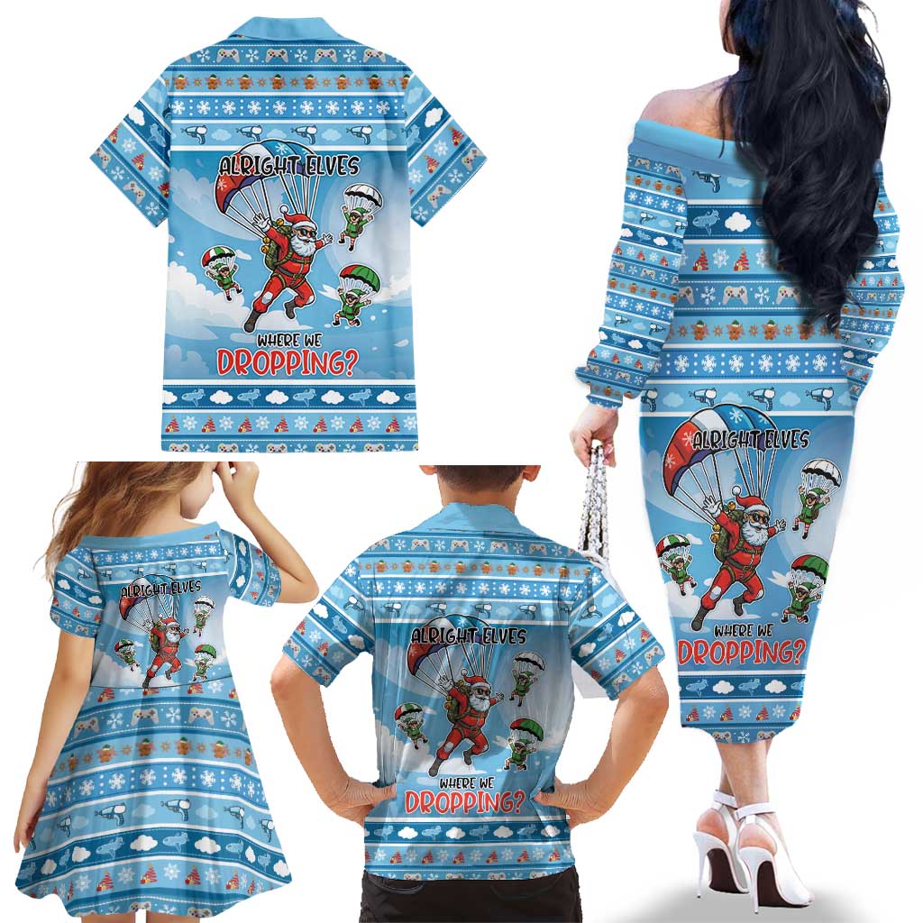 Gamer Christmas Family Matching Off The Shoulder Long Sleeve Dress and Hawaiian Shirt Alright Elves Where We Dropping - Wonder Print Shop