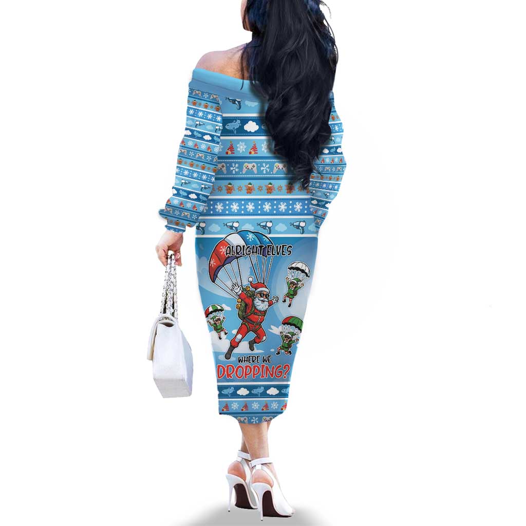 Gamer Christmas Family Matching Off The Shoulder Long Sleeve Dress and Hawaiian Shirt Alright Elves Where We Dropping - Wonder Print Shop