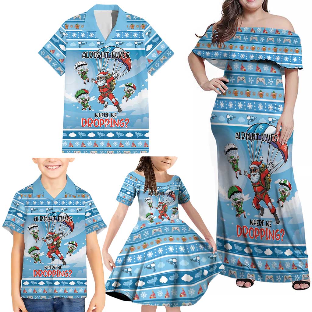 Gamer Christmas Family Matching Off Shoulder Maxi Dress and Hawaiian Shirt Alright Elves Where We Dropping - Wonder Print Shop