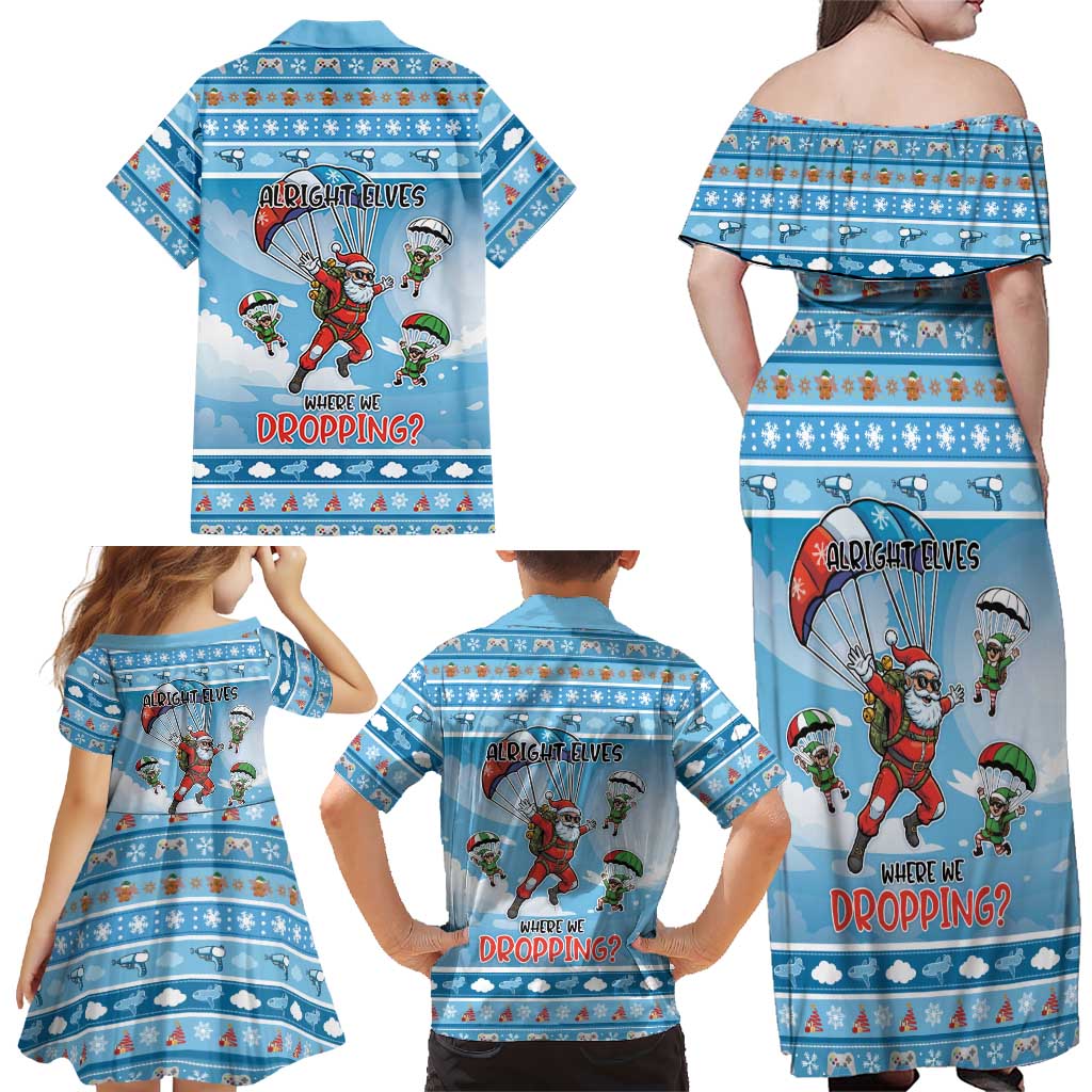 Gamer Christmas Family Matching Off Shoulder Maxi Dress and Hawaiian Shirt Alright Elves Where We Dropping - Wonder Print Shop