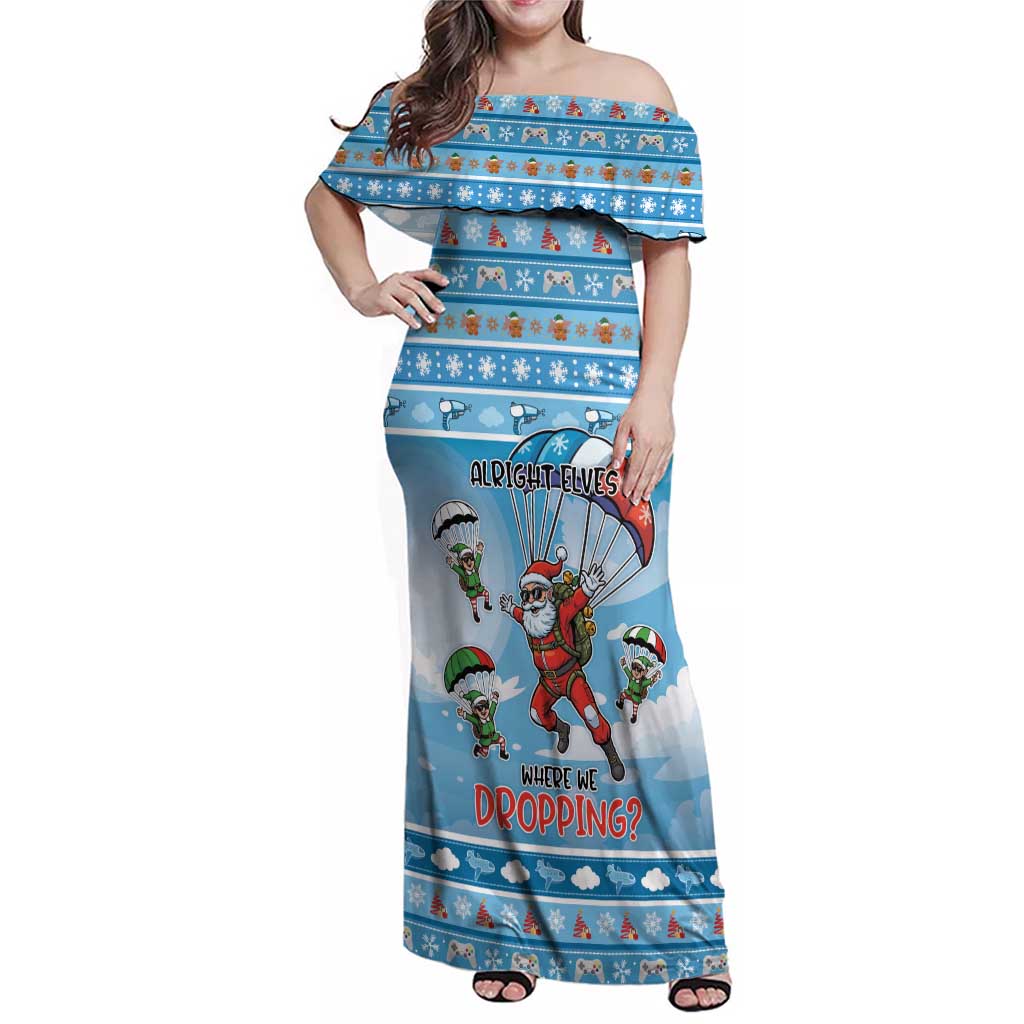 Gamer Christmas Family Matching Off Shoulder Maxi Dress and Hawaiian Shirt Alright Elves Where We Dropping - Wonder Print Shop