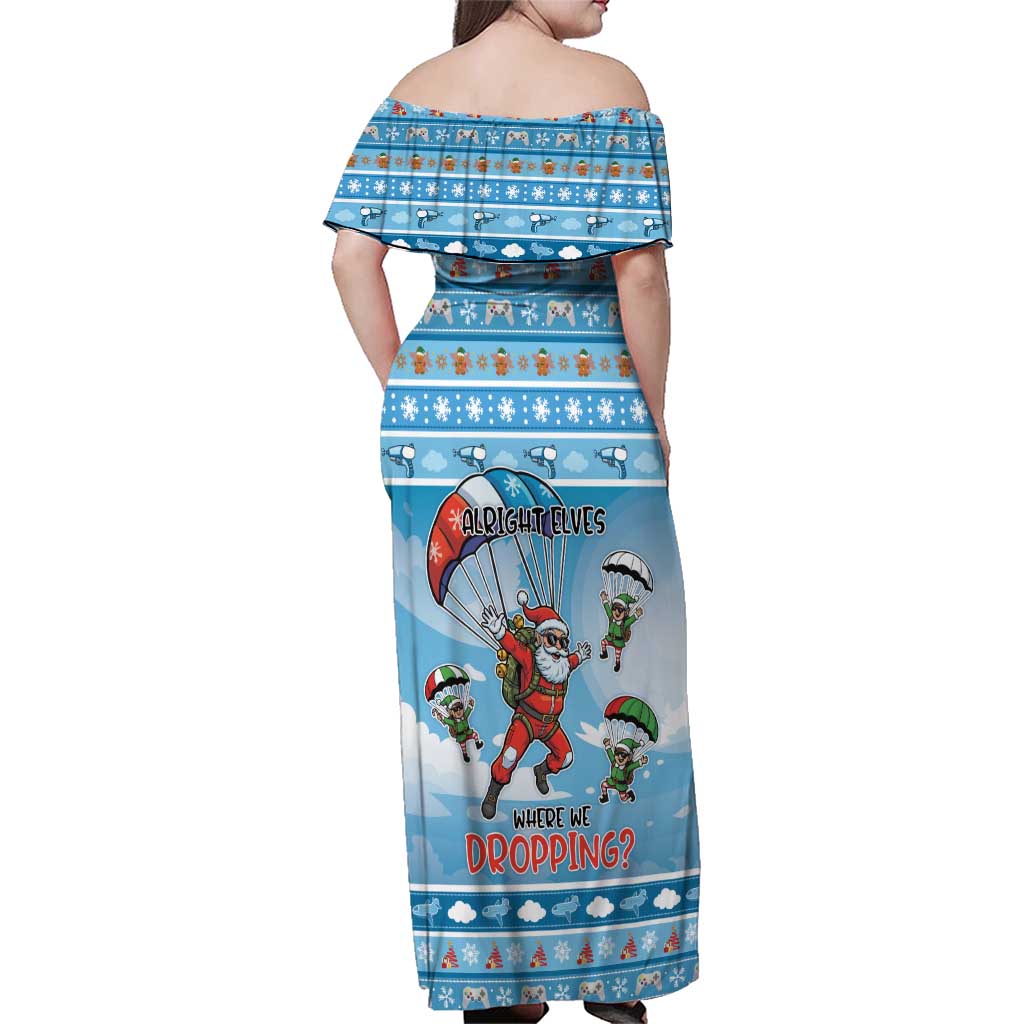 Gamer Christmas Family Matching Off Shoulder Maxi Dress and Hawaiian Shirt Alright Elves Where We Dropping - Wonder Print Shop