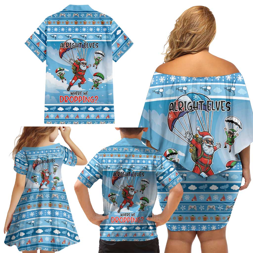 Gamer Christmas Family Matching Off Shoulder Short Dress and Hawaiian Shirt Alright Elves Where We Dropping - Wonder Print Shop