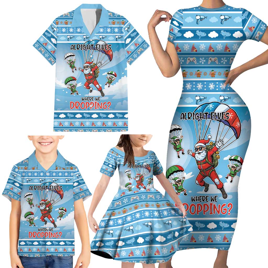 Gamer Christmas Family Matching Short Sleeve Bodycon Dress and Hawaiian Shirt Alright Elves Where We Dropping - Wonder Print Shop