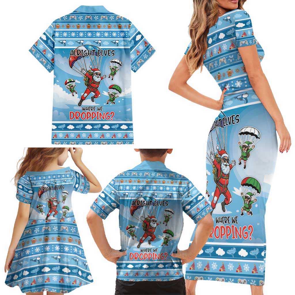 Gamer Christmas Family Matching Short Sleeve Bodycon Dress and Hawaiian Shirt Alright Elves Where We Dropping - Wonder Print Shop