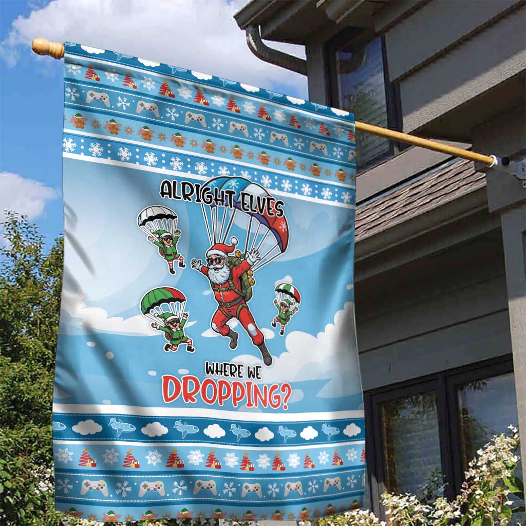 Gamer Christmas Garden Flag Alright Elves Where We Dropping - Wonder Print Shop