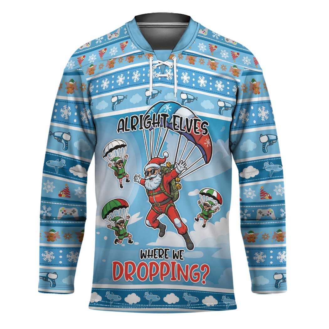 Gamer Christmas Hockey Jersey Alright Elves Where We Dropping - Wonder Print Shop