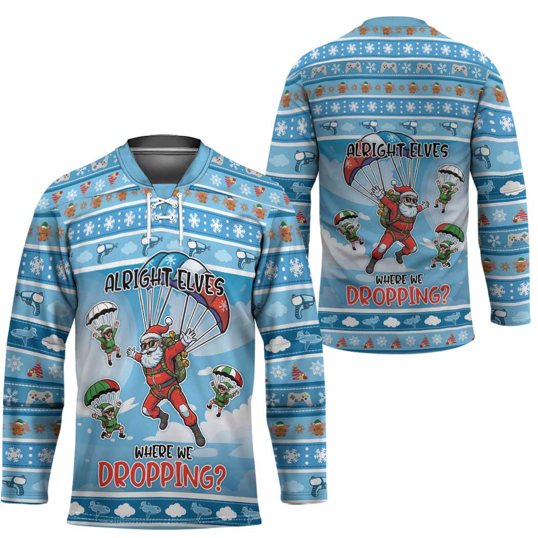 Gamer Christmas Hockey Jersey Alright Elves Where We Dropping - Wonder Print Shop