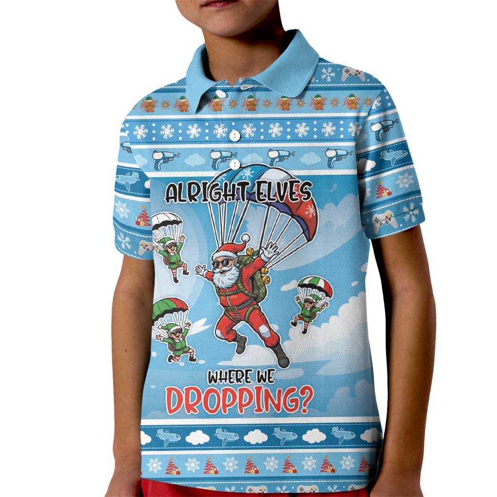Gamer Christmas Kid Polo Shirt Alright Elves Where We Dropping - Wonder Print Shop