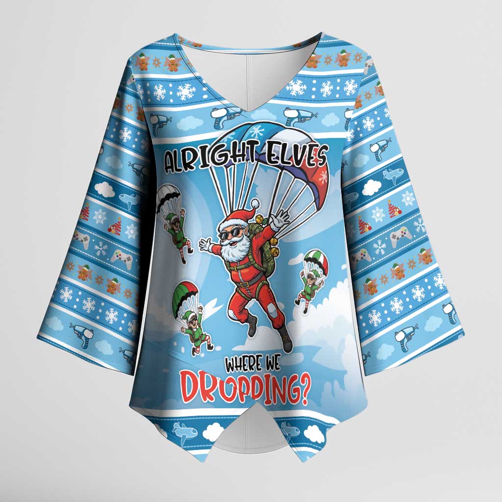 Gamer Christmas Kimono Sleeve Blouse Alright Elves Where We Dropping - Wonder Print Shop