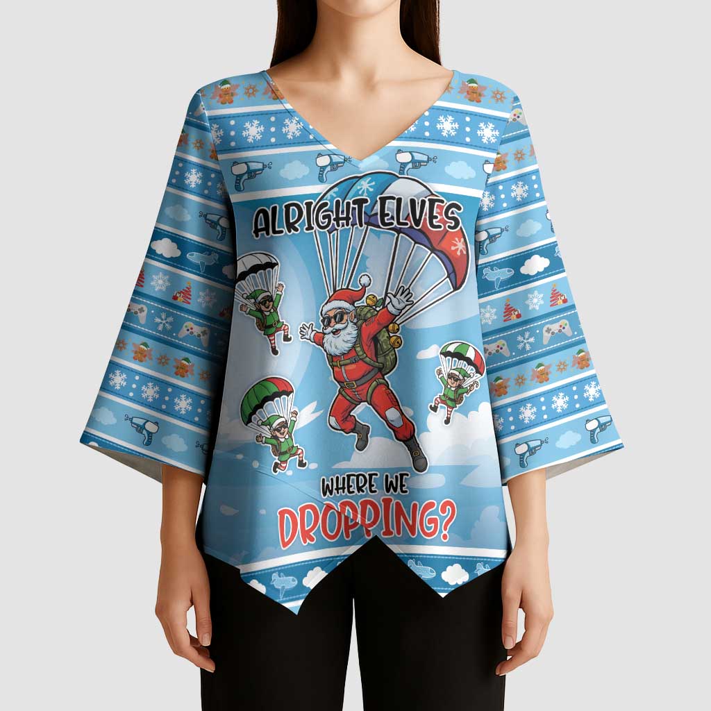 Gamer Christmas Kimono Sleeve Blouse Alright Elves Where We Dropping - Wonder Print Shop