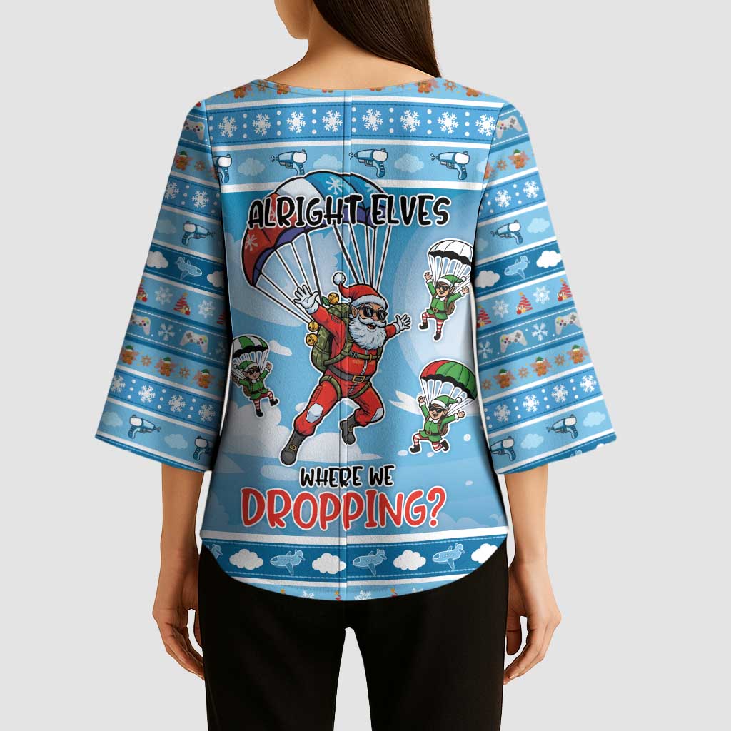 Gamer Christmas Kimono Sleeve Blouse Alright Elves Where We Dropping - Wonder Print Shop