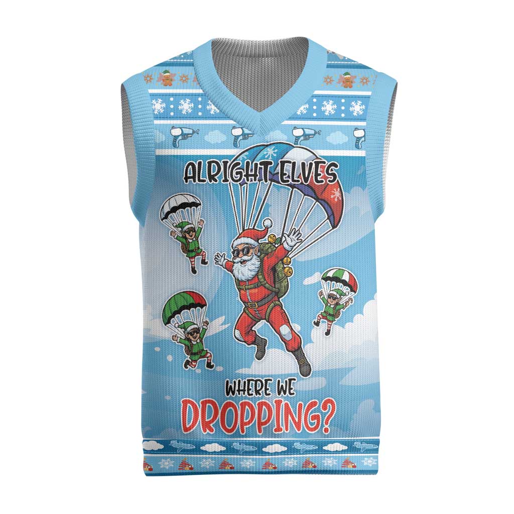 Gamer Christmas Knitted V-Neck Vest Alright Elves Where We Dropping - Wonder Print Shop